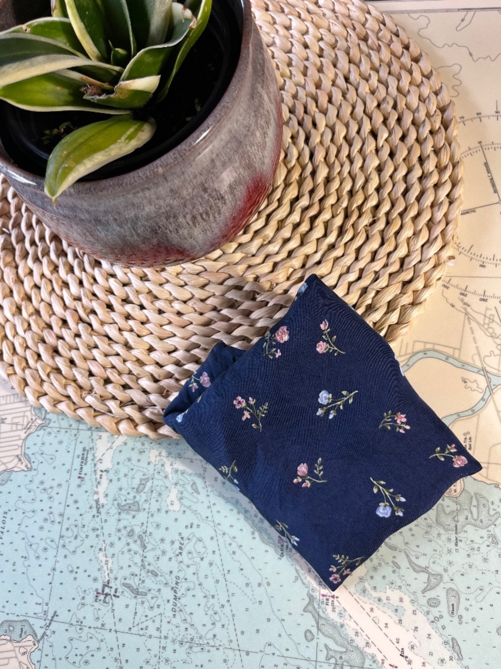 Vintage Gap Navy and Pink Floral Silk Scarf